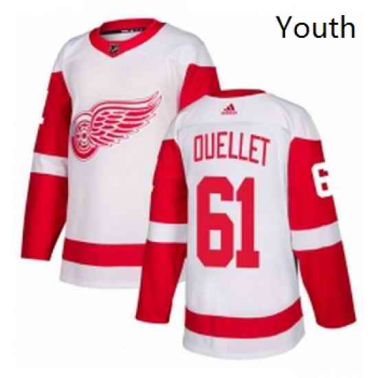 Youth Adidas Detroit Red Wings 61 Xavier Ouellet Authentic White Away NHL Jersey